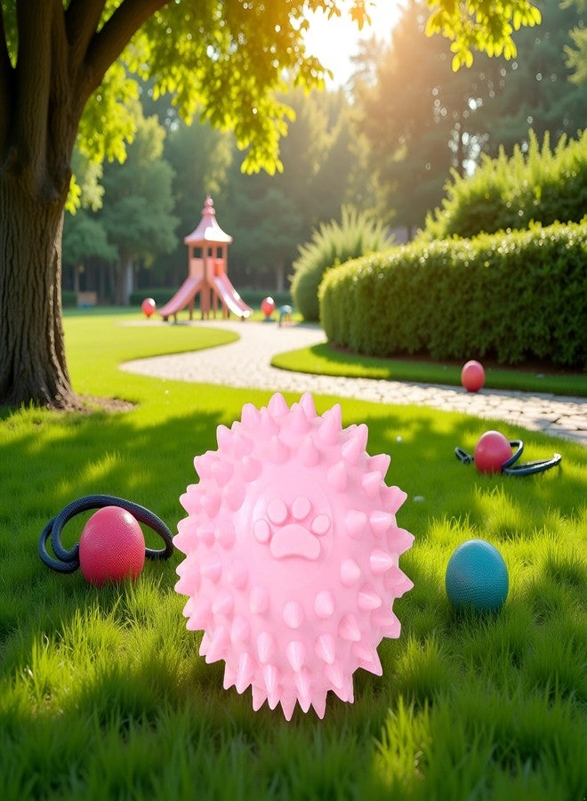 Bwexxt Pink Dogs Spiky Ball No Squeak Chew Long Lasting Dog Balls for Aggressive Chewers Puppy Teething Training Dogs Spiky Rubber Ball Easy to Throw for Aggressive Heavy Chewers - Image 4